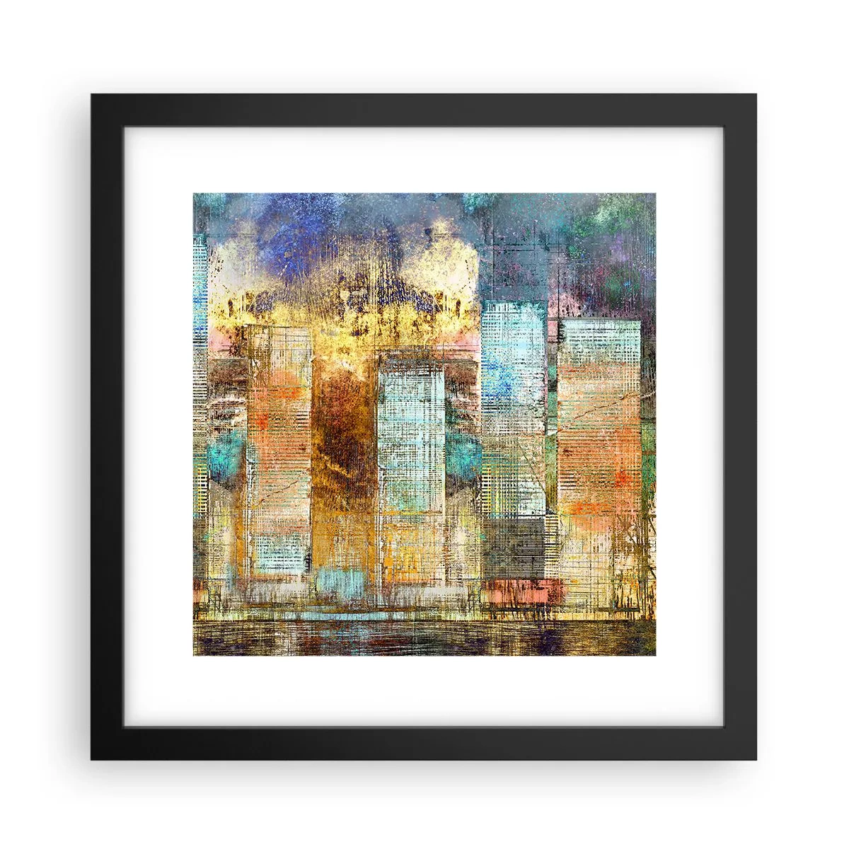 Affiche dans un cadre noir - Poster - Une métropole ensoleillée - 30x30 cm