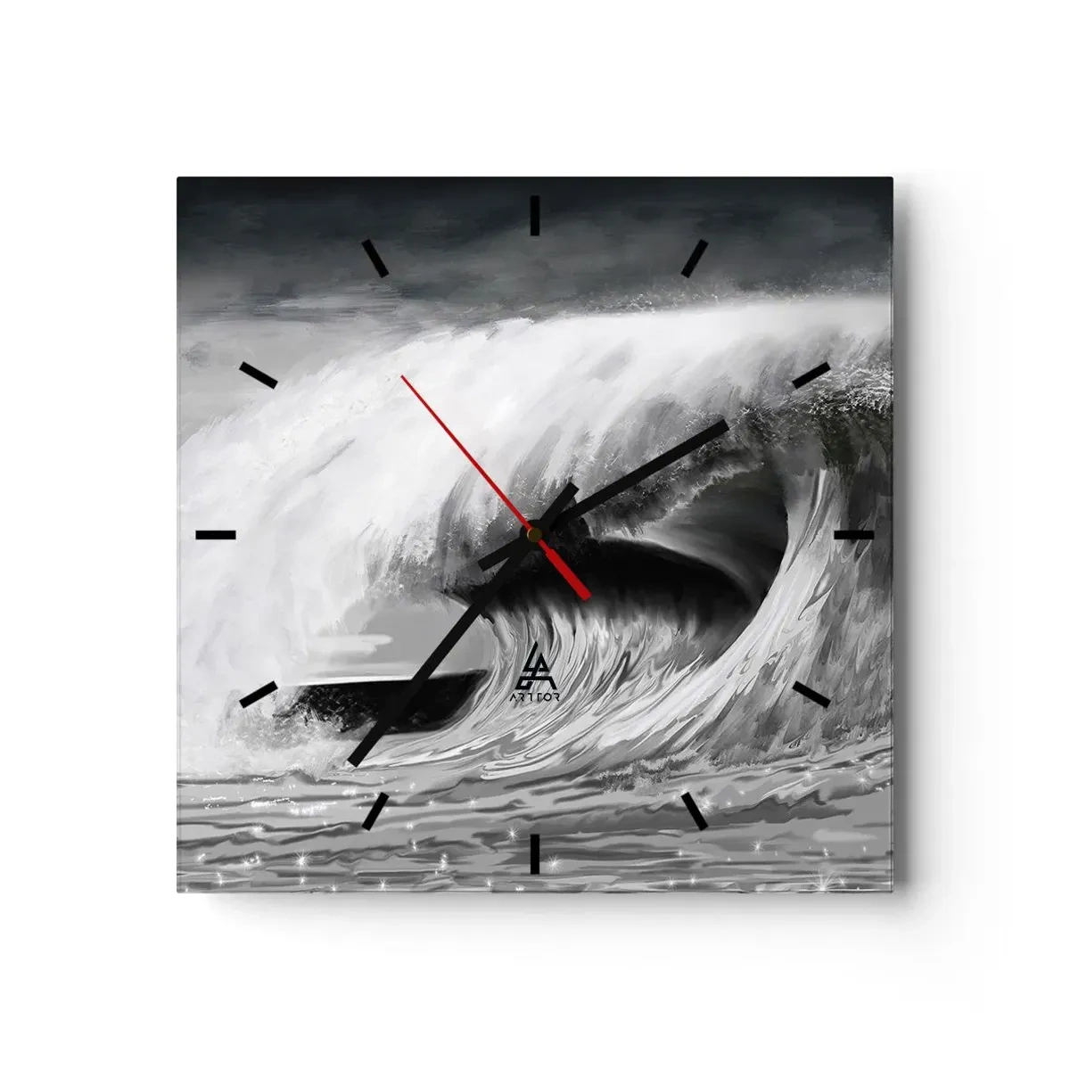 Horloge murale - Pendule murale - La colère de l'océan - 40x40 cm