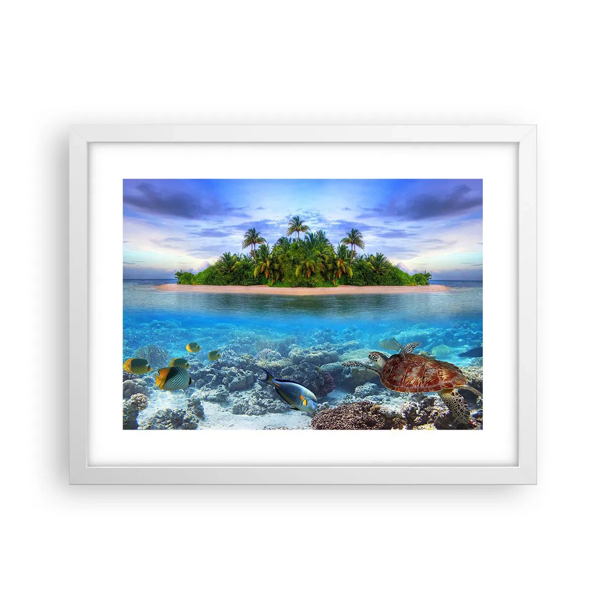 Affiche dans un cadre blanc - Poster - L'île céleste vous invite - 40x30 cm