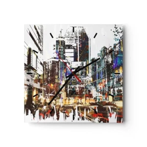 Horloge murale - Pendule murale - Une ville chatoyante - 40x40 cm