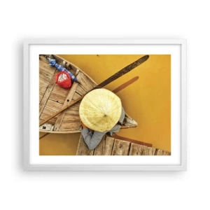 Affiche dans un cadre blanc - Poster - La vie sur le fleuve Jaune - 50x40 cm