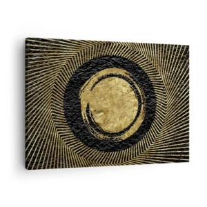 Impression sur toile - Image sur toile - Composition géométrique en noir et or avec des rayons - 70x50cm - Composition glamour - Décoration murale moderne pour le salon et la chambre ARTTOR