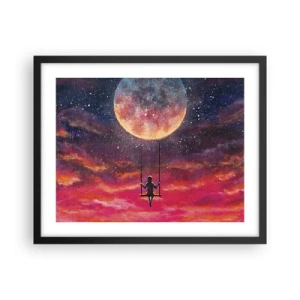 Affiche dans un cadre noir - Poster - Se balancer dans les nuages - 50x40 cm