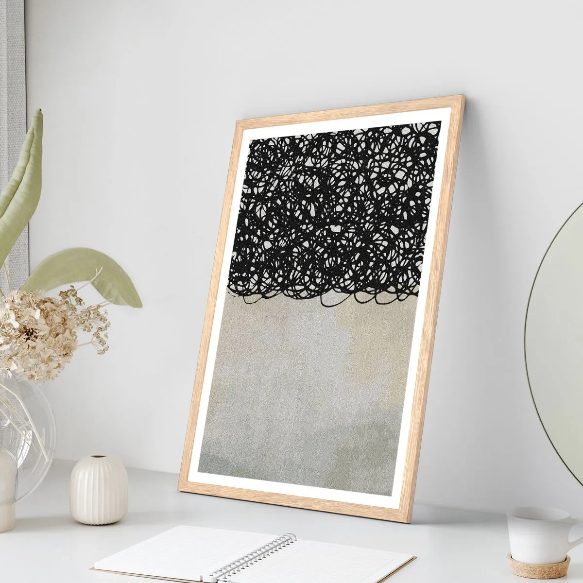 Affiche dans un chêne clair - Poster - Abstraction turbulente - 70x100 cm