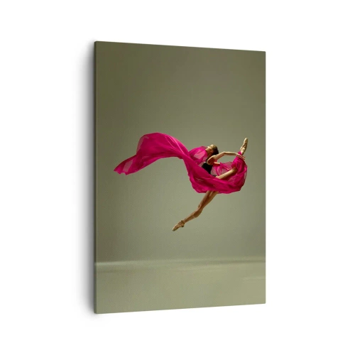 Impression sur toile - Image sur toile - Danseuse de ballet dans une pose dynamique avec du tissu rose - 50x70cm - Flamme dansante - Décoration murale moderne pour le salon et la chambre ARTTOR