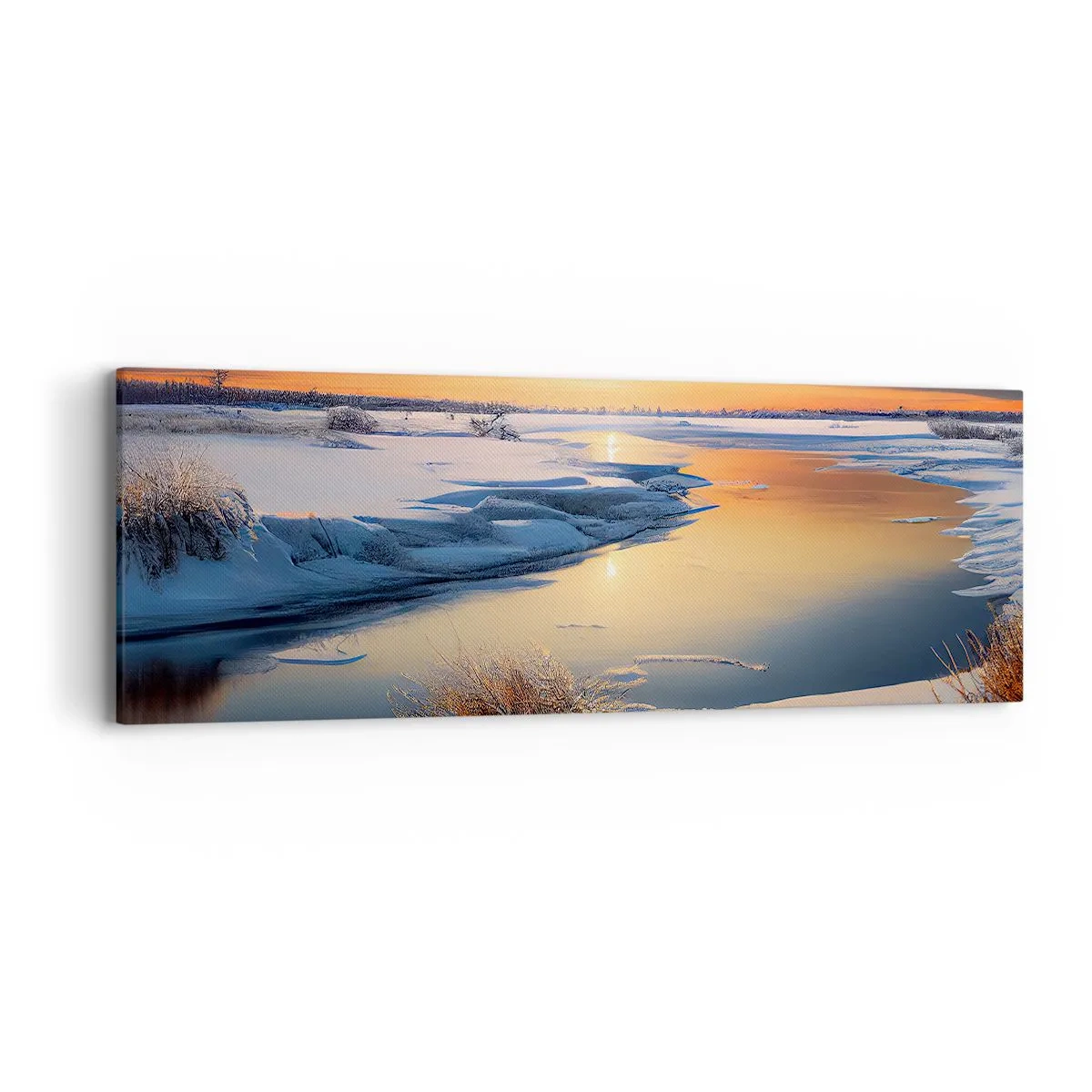 Impression sur toile - Image sur toile - Coucher de soleil d'hiver - 90x30 cm