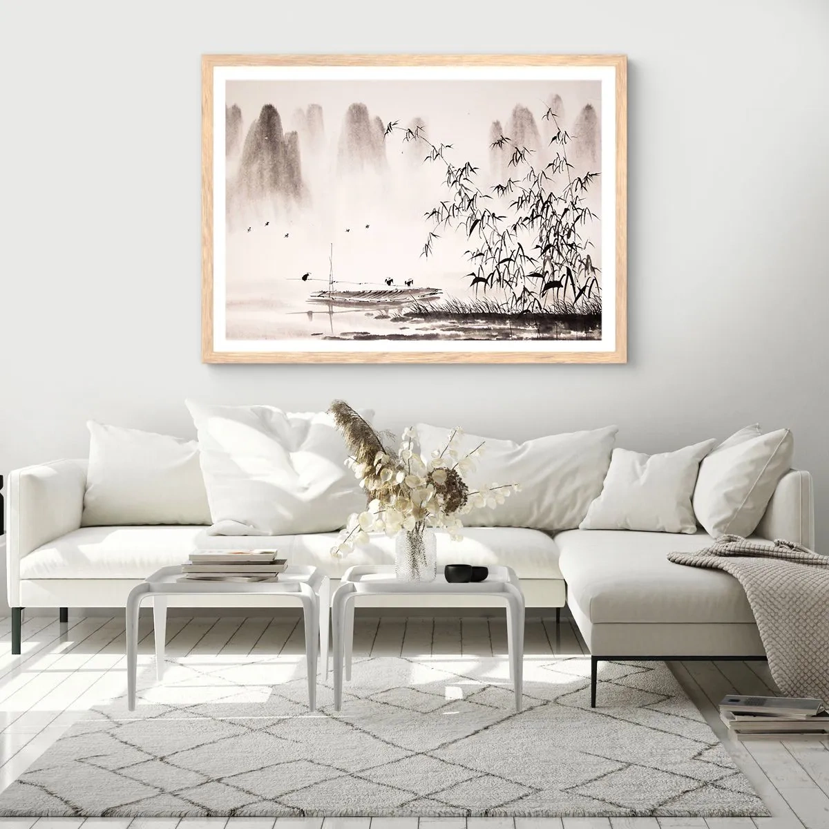 Affiche dans un chêne clair - Poster - Le silence des rizières - 91x61 cm