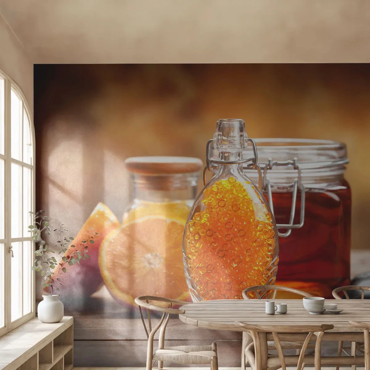 Papier Peint Autocollant Deluxe Sticker - Saveurs et arômes ensoleillés - La gastronomie, Orange, Pot de miel - 250x175 cm