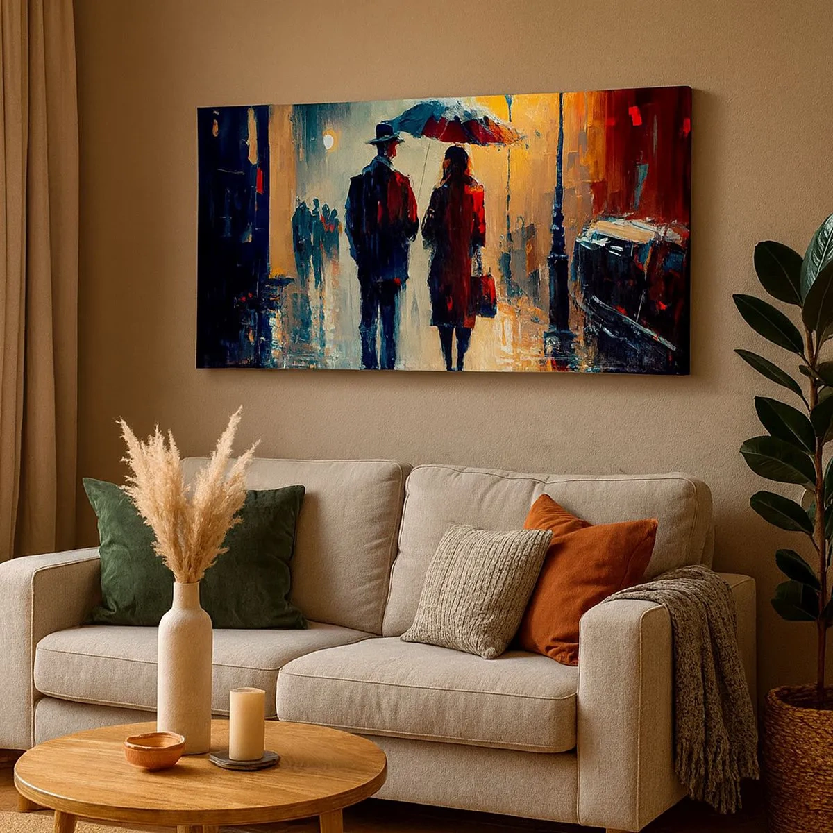 Impression sur toile - Image sur toile - Histoire d'amour urbaine - 100x40 cm