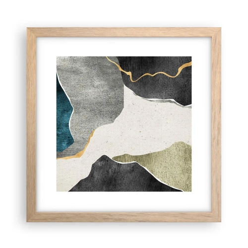 Affiche dans un chêne clair - Poster - Composition mosaïque avec un fil d'or - 30x30 cm