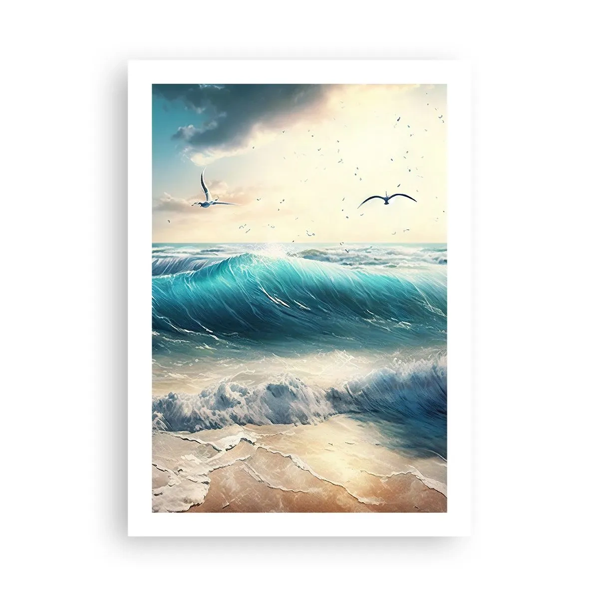 Affiche - Poster - Des vagues turquoises s'écrasant sur le rivage - 50x70cm - Ça bourdonne seulement pour toi - Décoration murale moderne pour le salon et la chambre ARTTOR