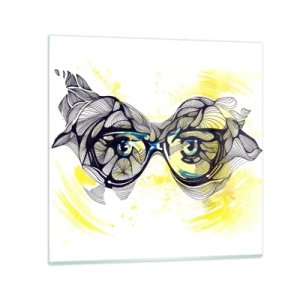 Impression sur verre - Image sur verre - À travers des lunettes bleues - 30x30 cm