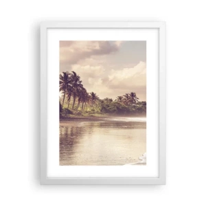 Affiche dans un cadre blanc - Poster - La caresse des vagues - 30x40 cm