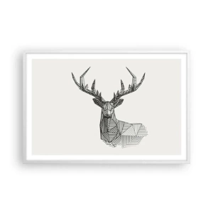 Affiche dans un cadre blanc - Poster - Cerf dans un style cubique - 91x61 cm