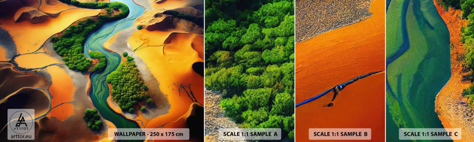 Échantillon de Papier Peint Autocollant Deluxe Sticker - Rivière vivifiante - Paysage, Nature, Rivière - 100x30 cm