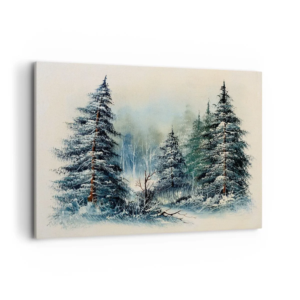 Impression sur toile - Image sur toile - Paysage d'hiver avec des arbres enneigés - 120x80cm - Prêt pour les fêtes - Décoration murale moderne pour le salon et la chambre ARTTOR