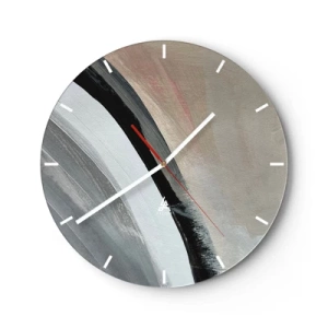 Horloge murale - Pendule murale - Composition : arc de noir et gris - 30x30 cm
