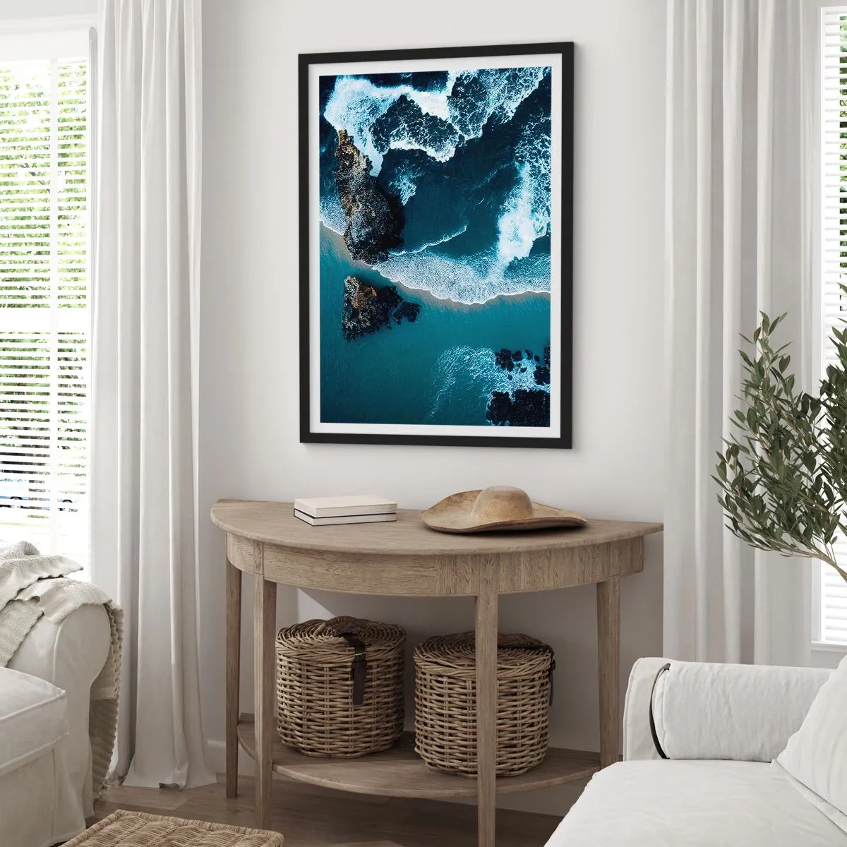 Affiche dans un cadre noir - Poster - Enveloppé par les vagues - 70x100 cm