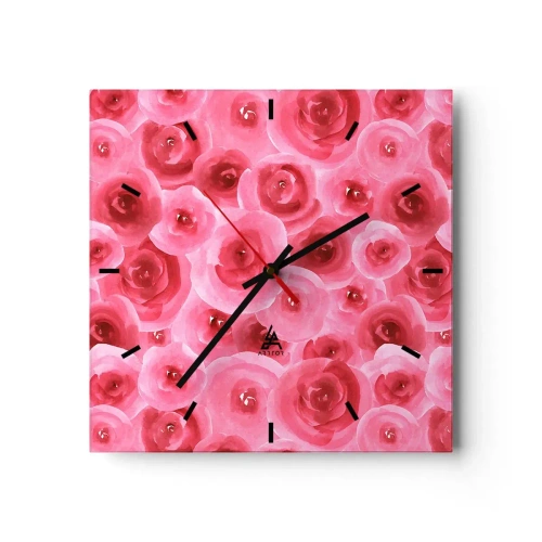 Horloge murale - Pendule murale - Roses en-haut et en-bas - 40x40 cm