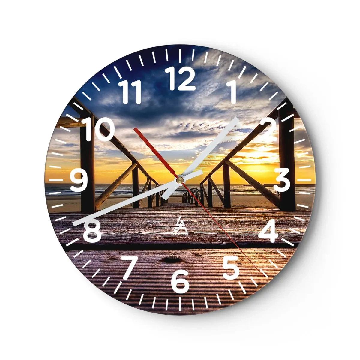 Horloge murale - Pendule murale - Directement sur une plage calme au coucher de soleil - 40x40 cm