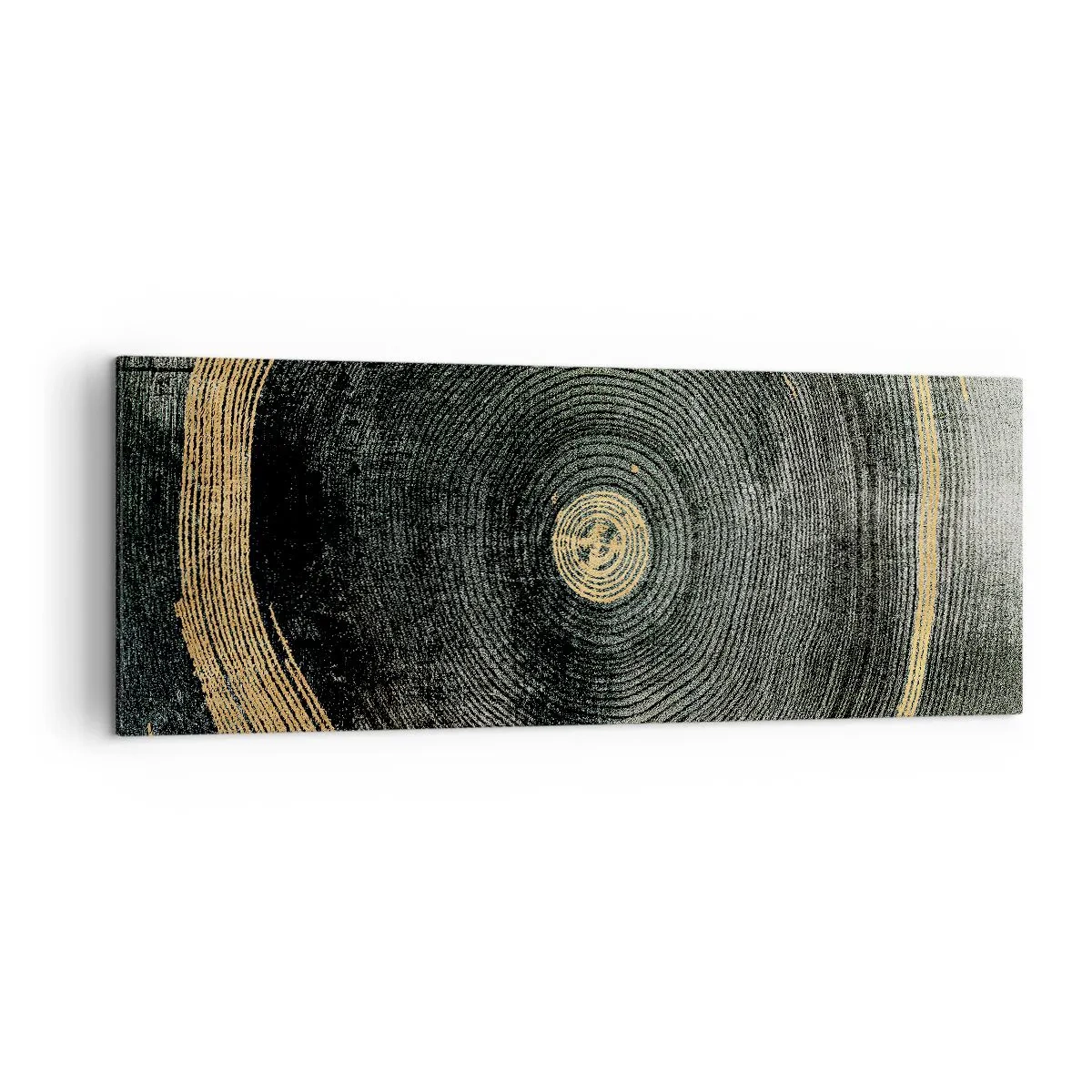 Impression sur toile - Image sur toile - Cercles concentriques avec des accents dorés - 140x50cm - Changement et persistance - Décoration murale moderne pour le salon et la chambre ARTTOR