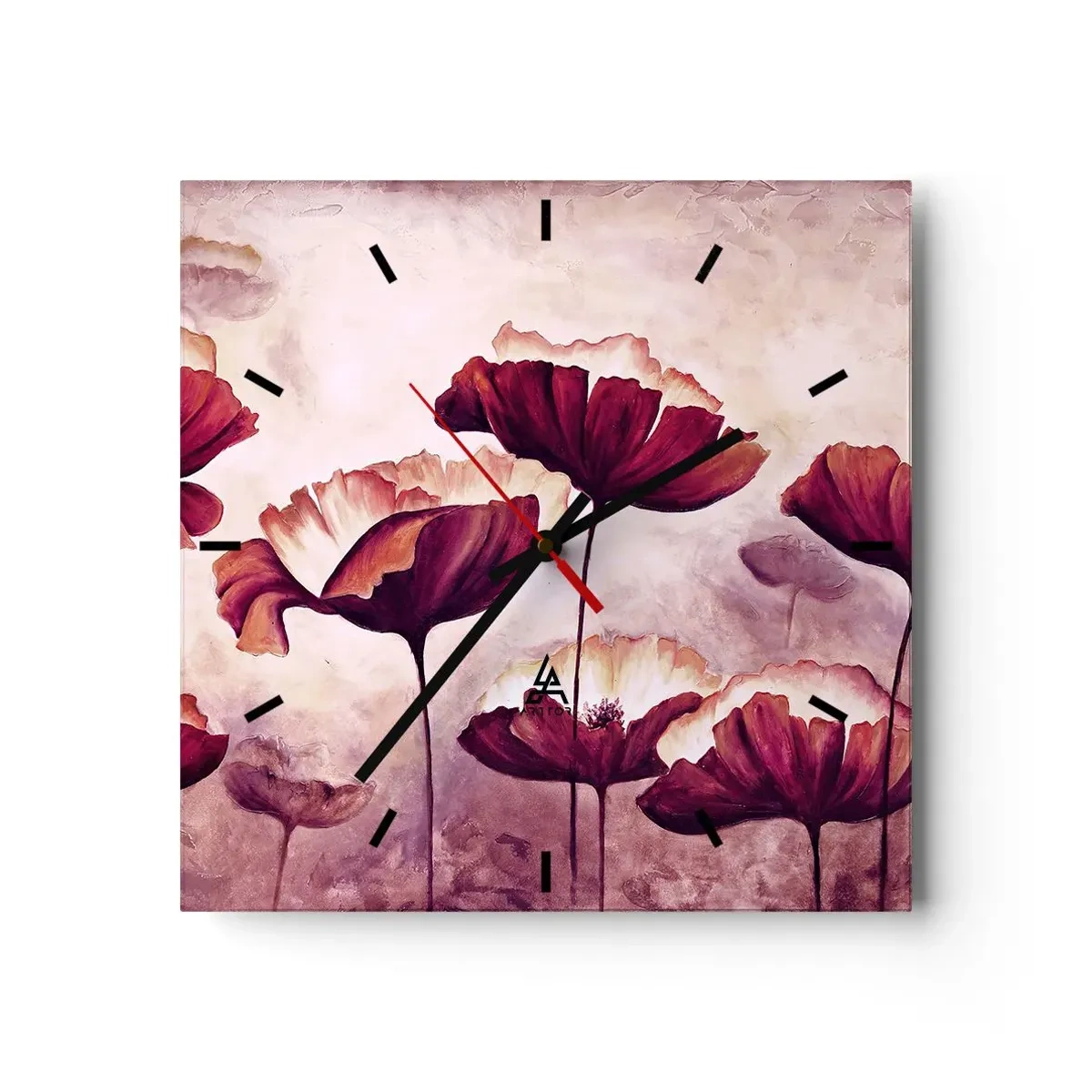 Horloge murale - Pendule murale - Pétale rouge et blanc - 40x40 cm