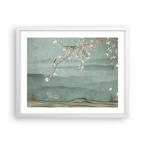 Affiche dans un cadre blanc - Poster - Printemps oh c'est toi - 50x40 cm