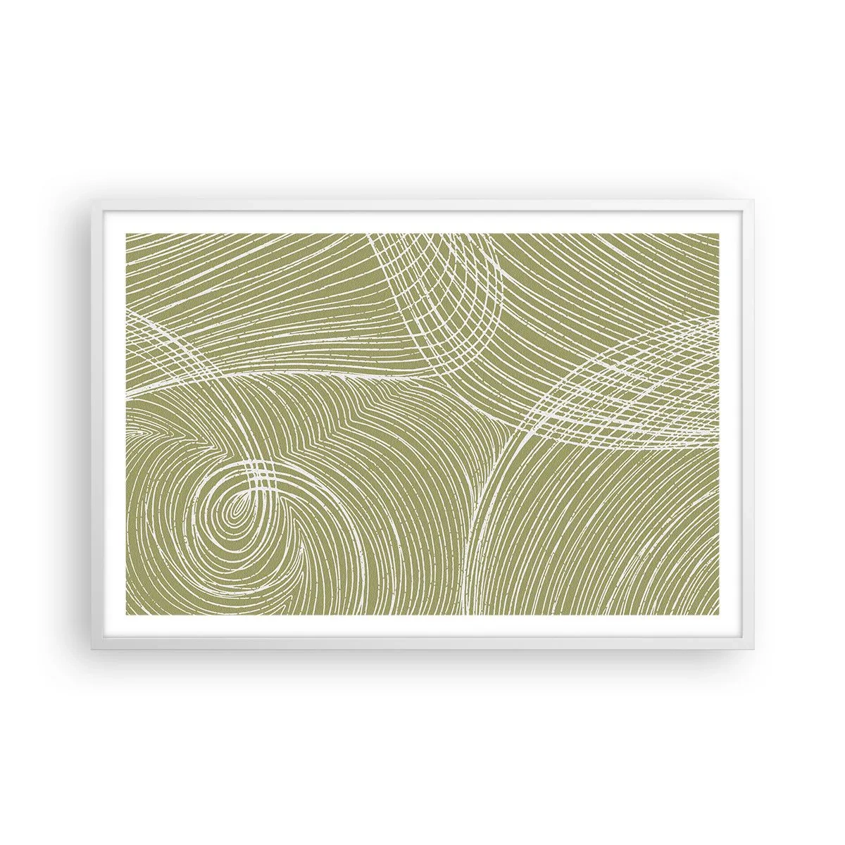 Affiche dans un cadre blanc - Poster - Abstraction complexe de blanc - 91x61 cm