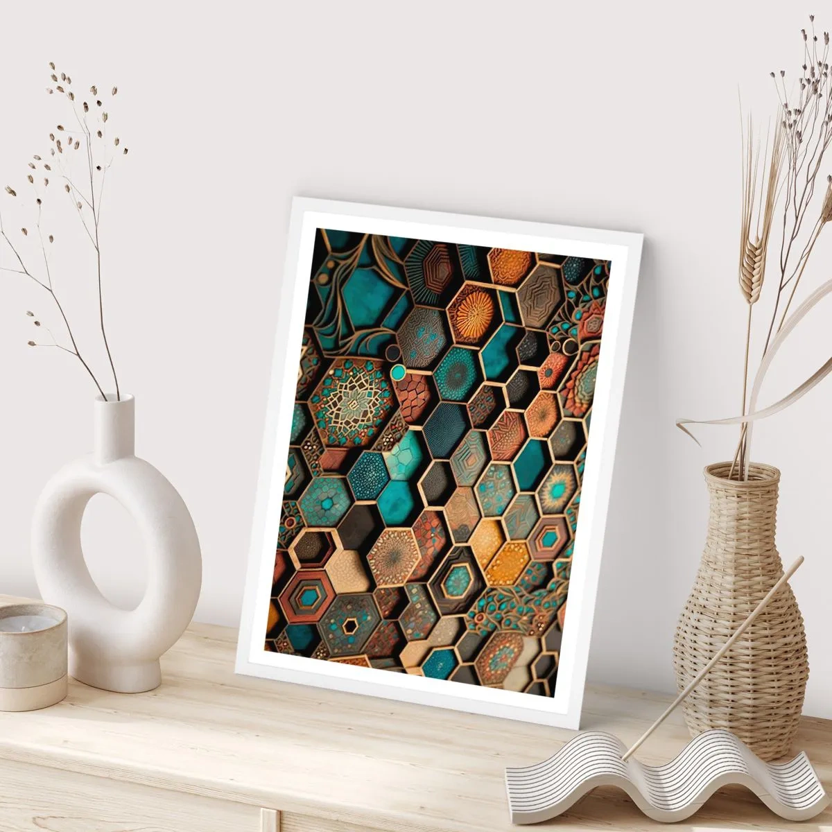 Affiche dans un cadre blanc - Poster - Ornements arabes – variation - 50x70 cm