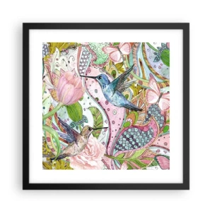 Affiche dans un cadre noir - Poster - Empêtré dans les vignes - 40x40 cm