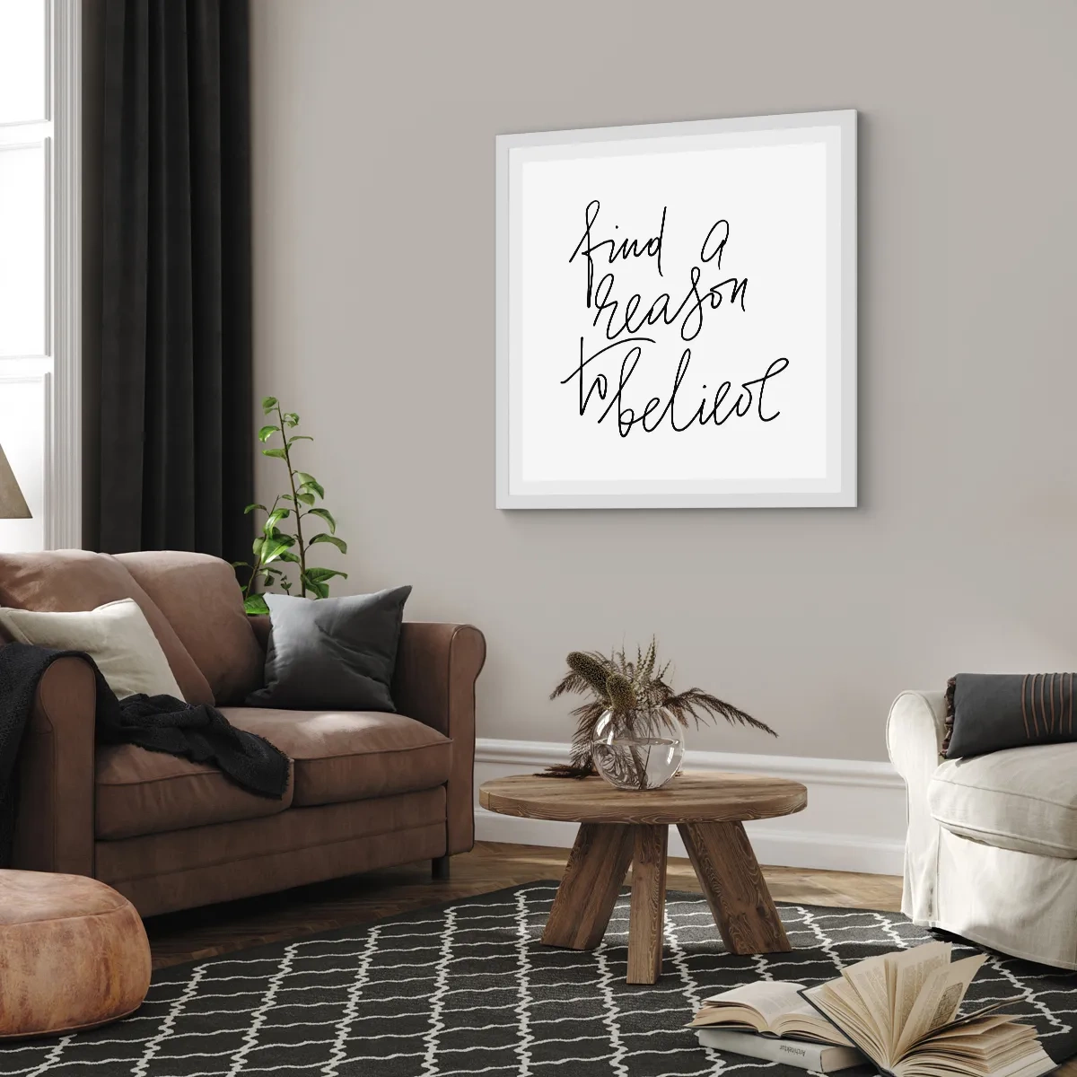 Affiche dans un cadre blanc - Poster - C'est possible - 60x60 cm