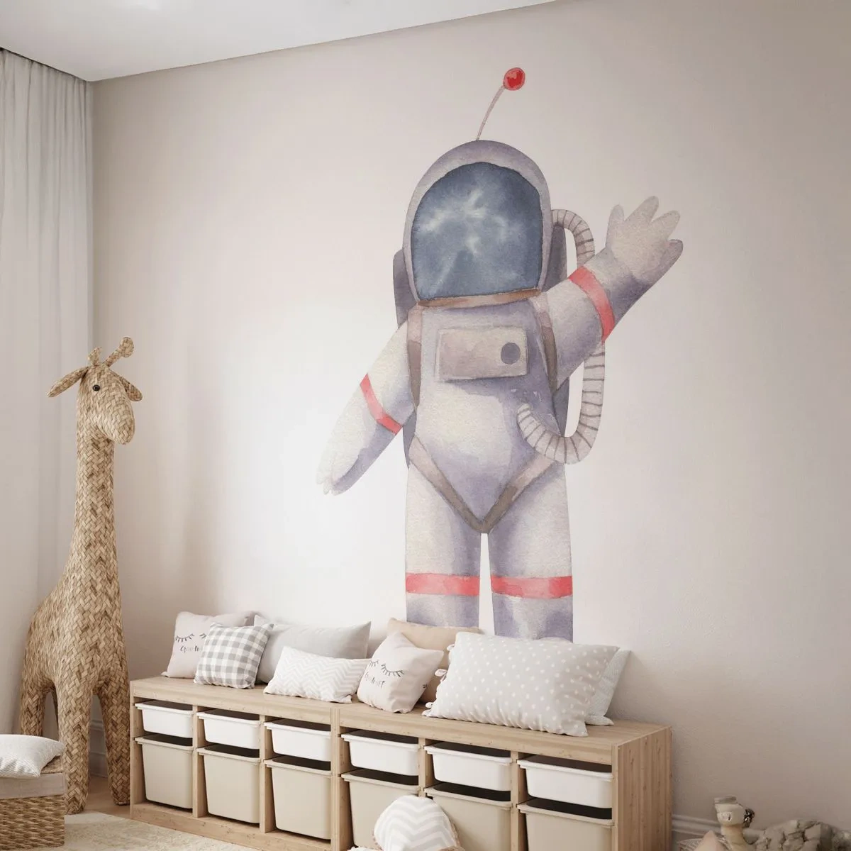 Papier Peint Photo Premium Sand - C'est tout pour le moment! - Astronaute, Enfants, Minimalisme - 250x175 cm