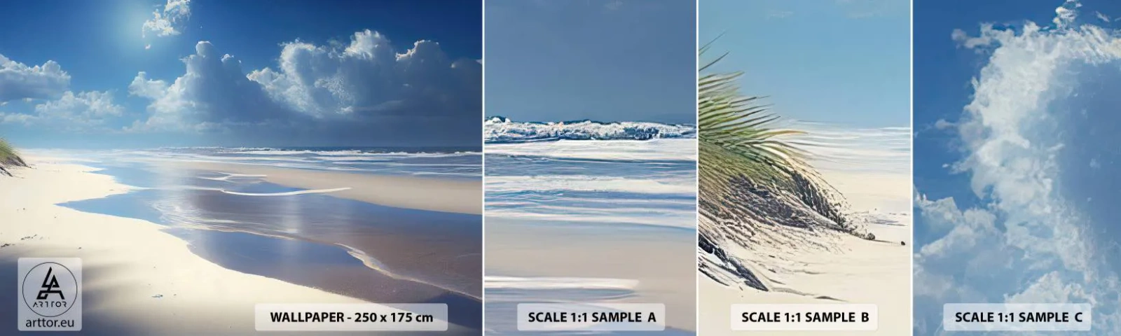 Échantillon de Papier Peint Autocollant Deluxe Sticker - Des vacances paradisiaques - Plage, Océan, Vacances - 100x30 cm