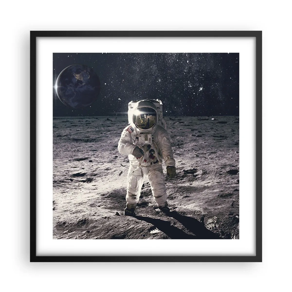 Affiche dans un cadre noir - Poster - Salutations de la lune - 50x50 cm