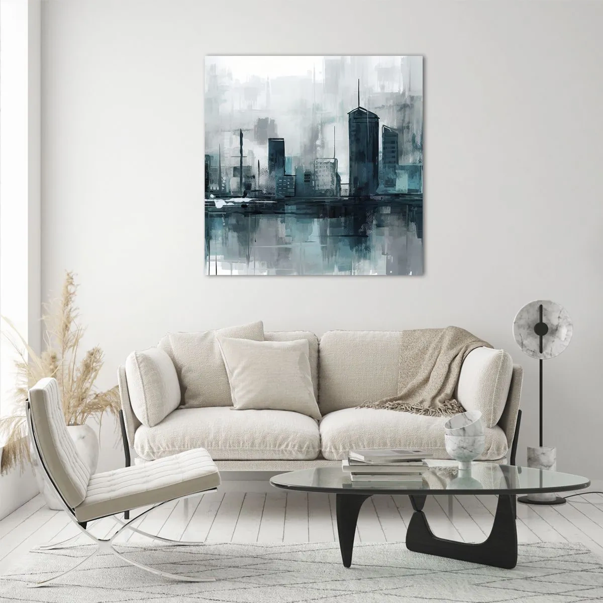 Impression sur verre - Image sur verre - Une ville couleur de pluie - 60x60 cm