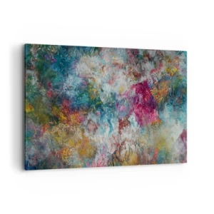 Impression sur toile - Image sur toile - Une abstraction colorée ressemblant à des fleurs en fleurs - 120x80cm - En pleine floraison - Décoration murale moderne pour le salon et la chambre ARTTOR