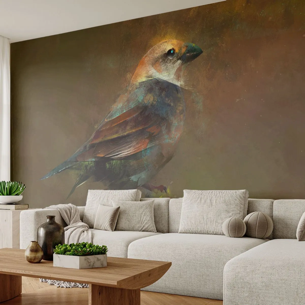Papier Peint Autocollant Deluxe Sticker - Un moineau, un petit oiseau - Abstraction, Oiseau, Nature - 250x175 cm
