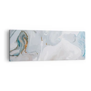Impression sur toile - Image sur toile - Vagues abstraites dans des tons de bleu et de blanc - 140x50cm - Blanc surélevé - Décoration murale moderne pour le salon et la chambre ARTTOR