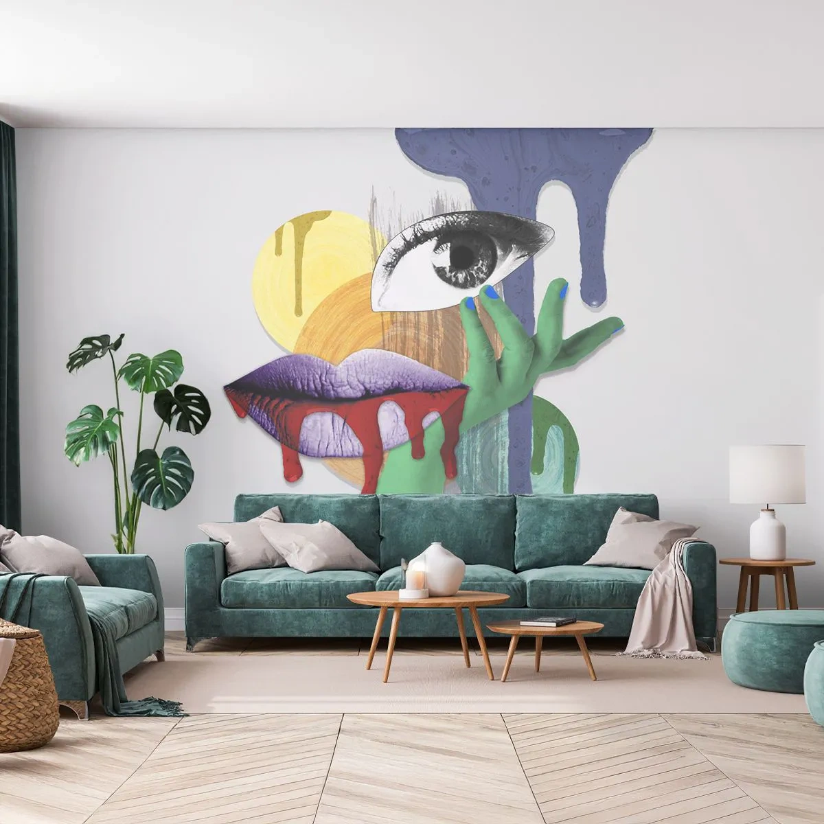 Papier peint sur mesure Premium Canvas - Un portrait déconstruit - Abstraction, Morceau, Œil