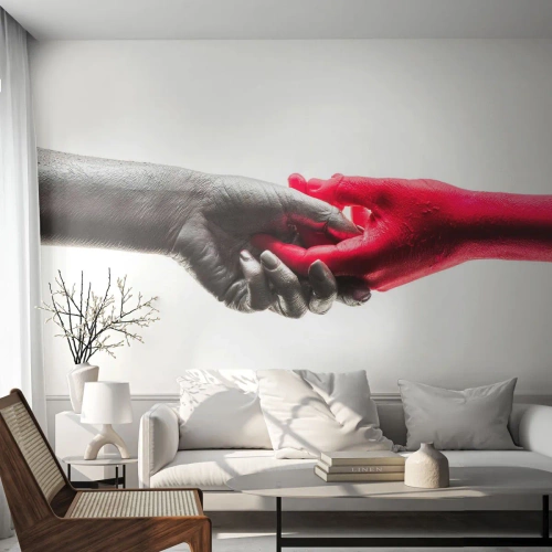 Papier Peint Photo Premium Sand - Ensemble, bien que différents - Mains humaines, Main, Abstraction - 200x140 cm