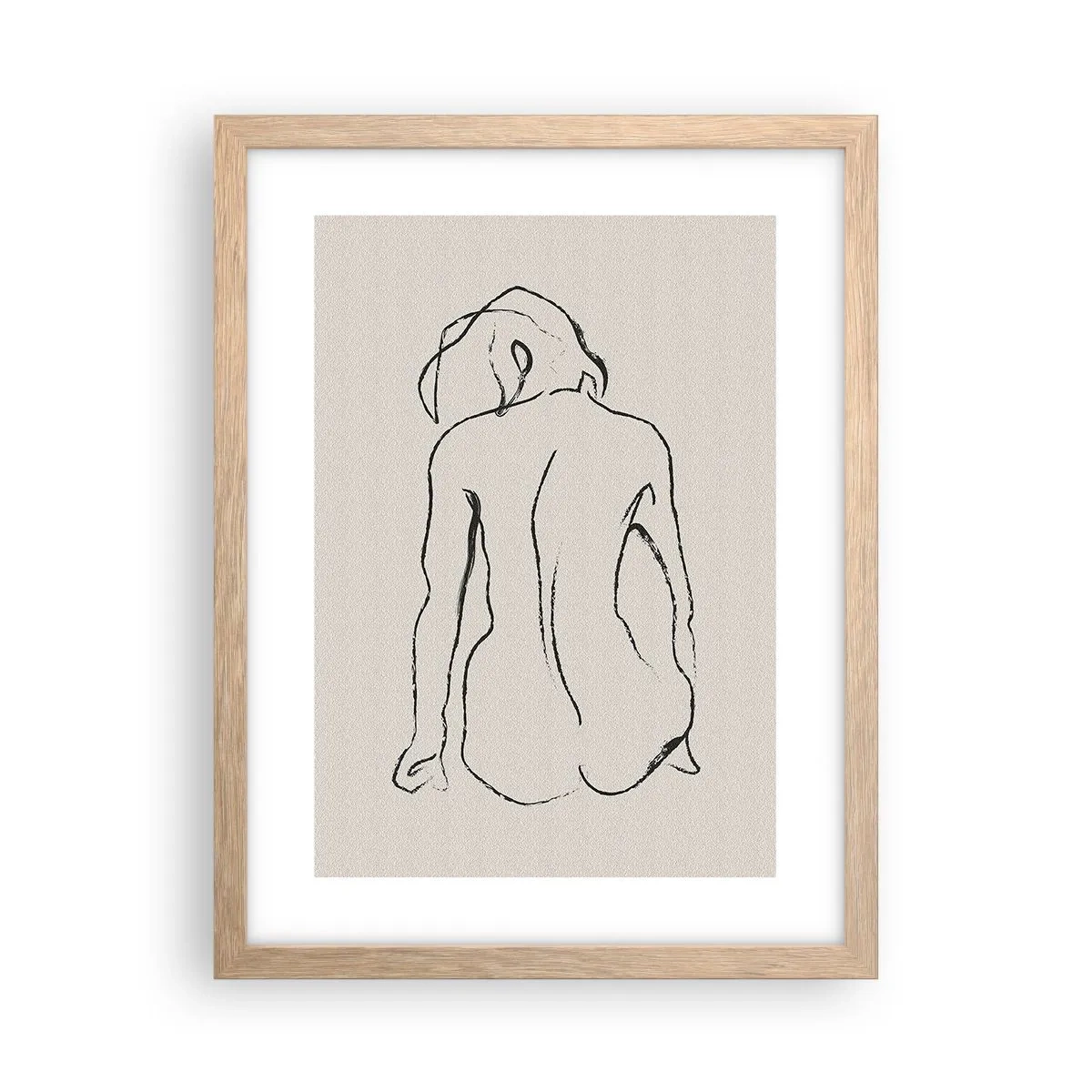 Affiche dans un chêne clair - Poster - Femme nue - 30x40 cm