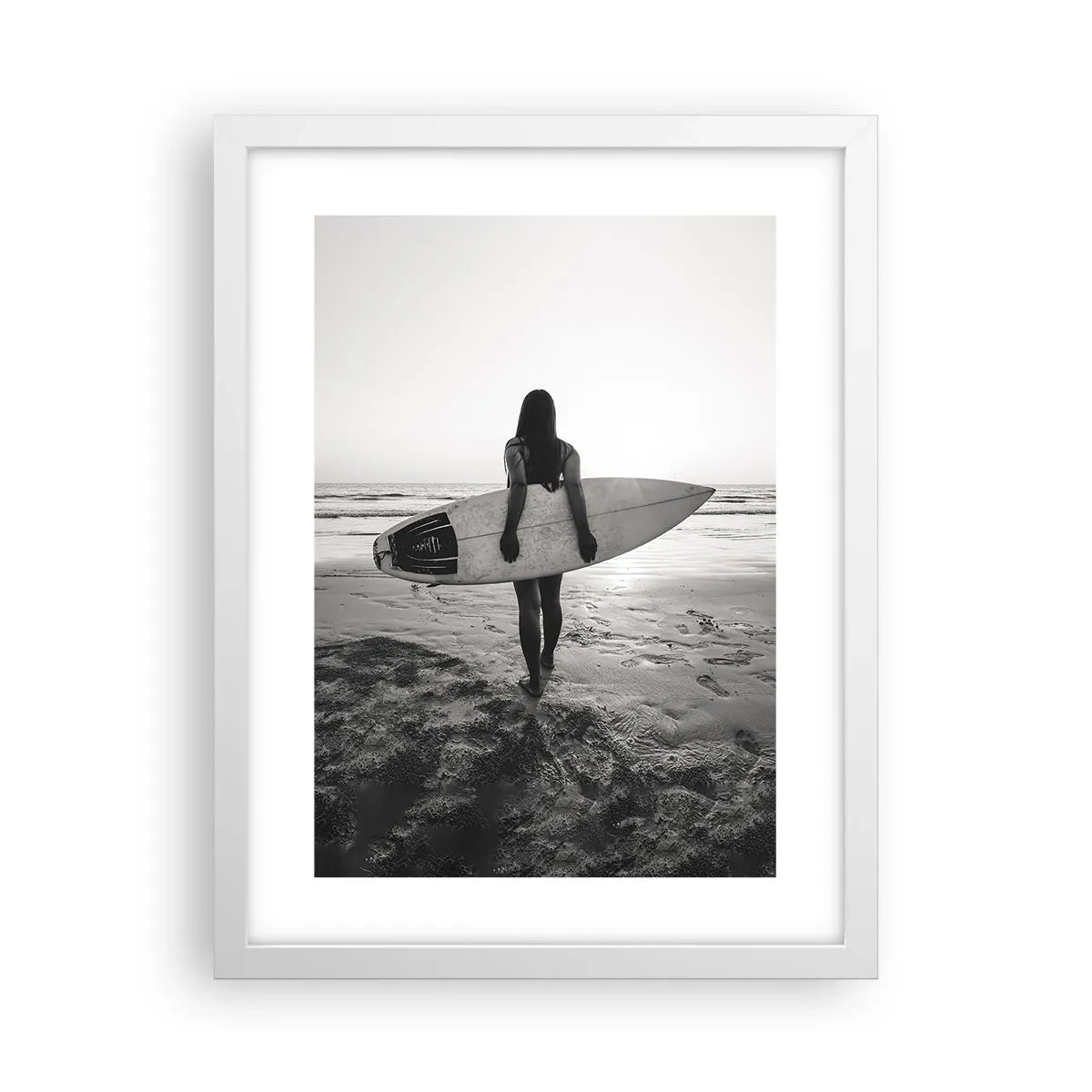 Affiche dans un cadre blanc - Poster - Fille des vagues de la mer - 30x40 cm