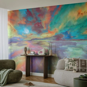 Papier Peint Photo Premium Sand - Paysage abstrait aux couleurs intenses - 100x70cm - Deux paradis - Décoration murale moderne pour le salon et la chambre ARTTOR