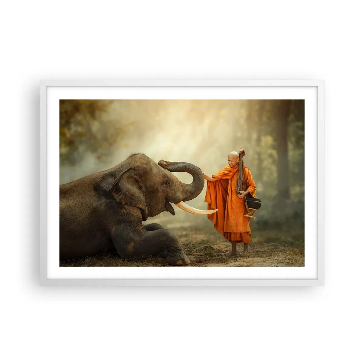 Affiche dans un cadre blanc - Poster - Rencontre en voyageant - 70x50 cm