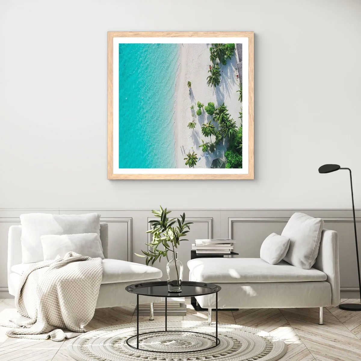 Affiche dans un chêne clair - Poster - Vacances au paradis - 50x50 cm