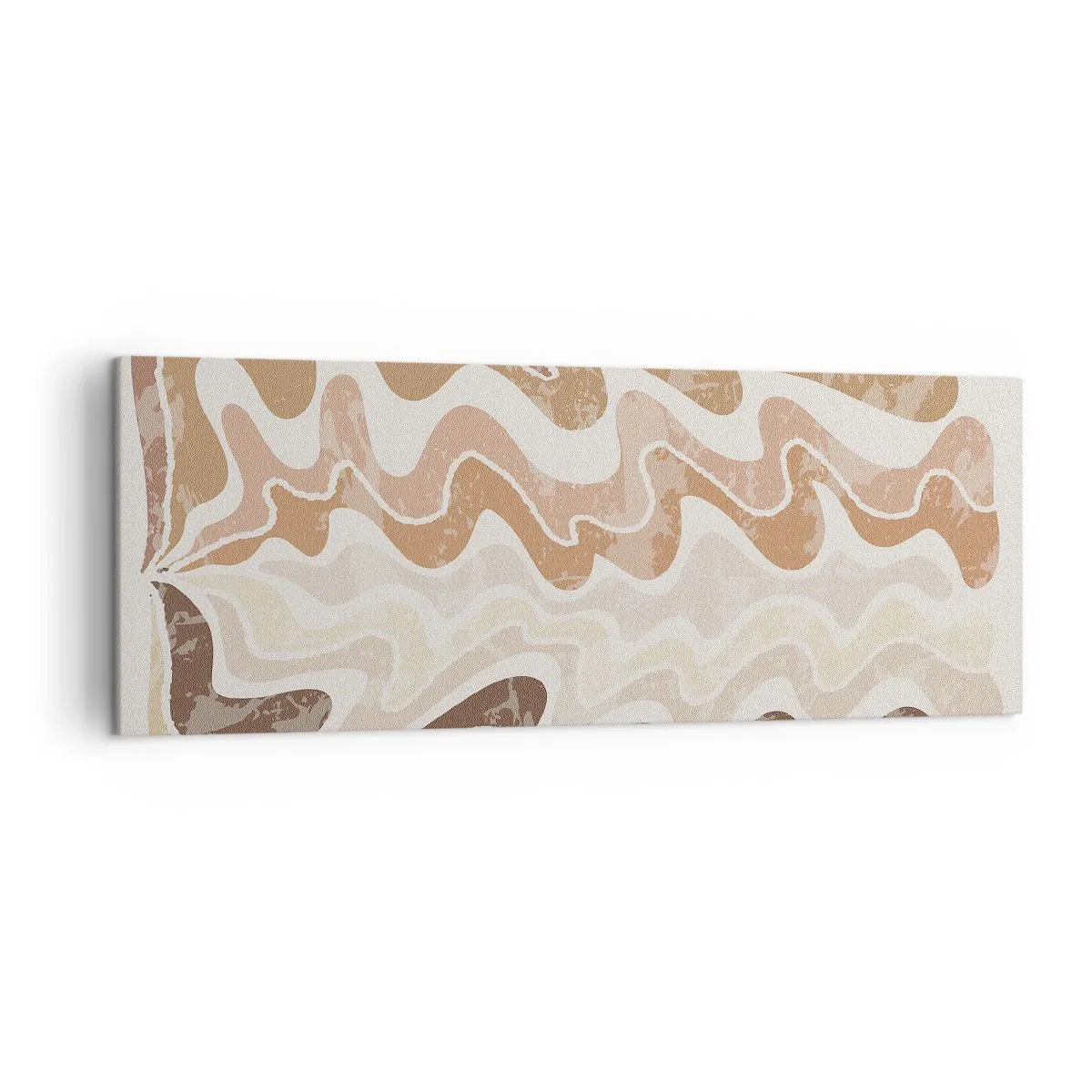 Impression sur toile - Image sur toile - Lignes abstraites ondulées dans des tons beiges - 140x50cm - Bonne énergie – bonnes émotions - Décoration murale moderne pour le salon et la chambre ARTTOR