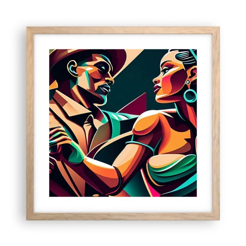 Affiche dans un chêne clair - Poster - Au rythme du coeur - 40x40 cm