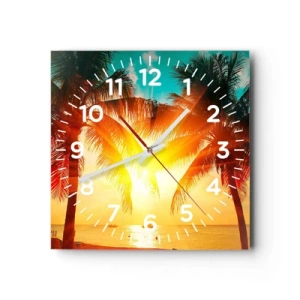 Horloge murale - Pendule murale - Couple exotique - 40x40 cm