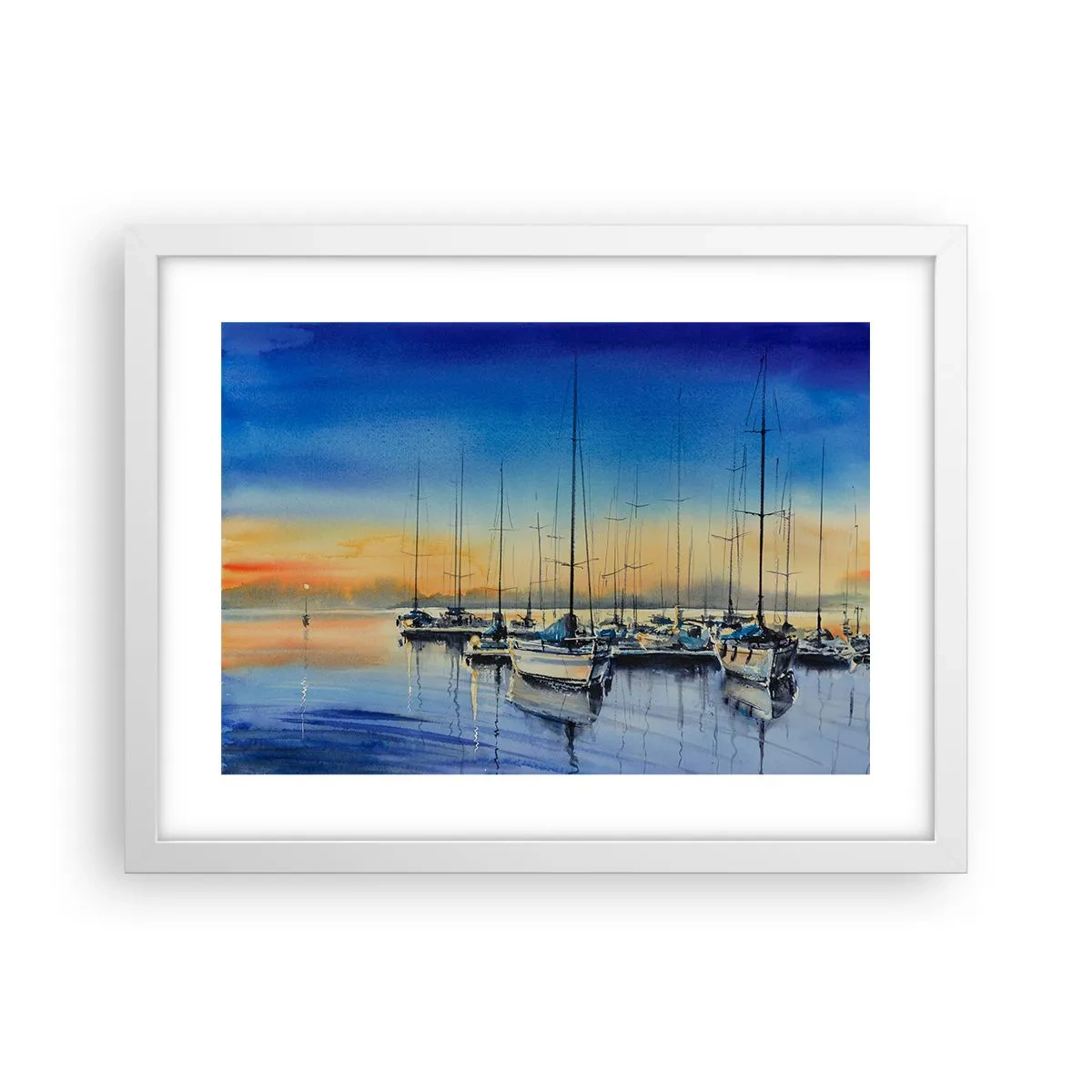 Affiche dans un cadre blanc - Poster - Fin d'une belle journée - 40x30 cm