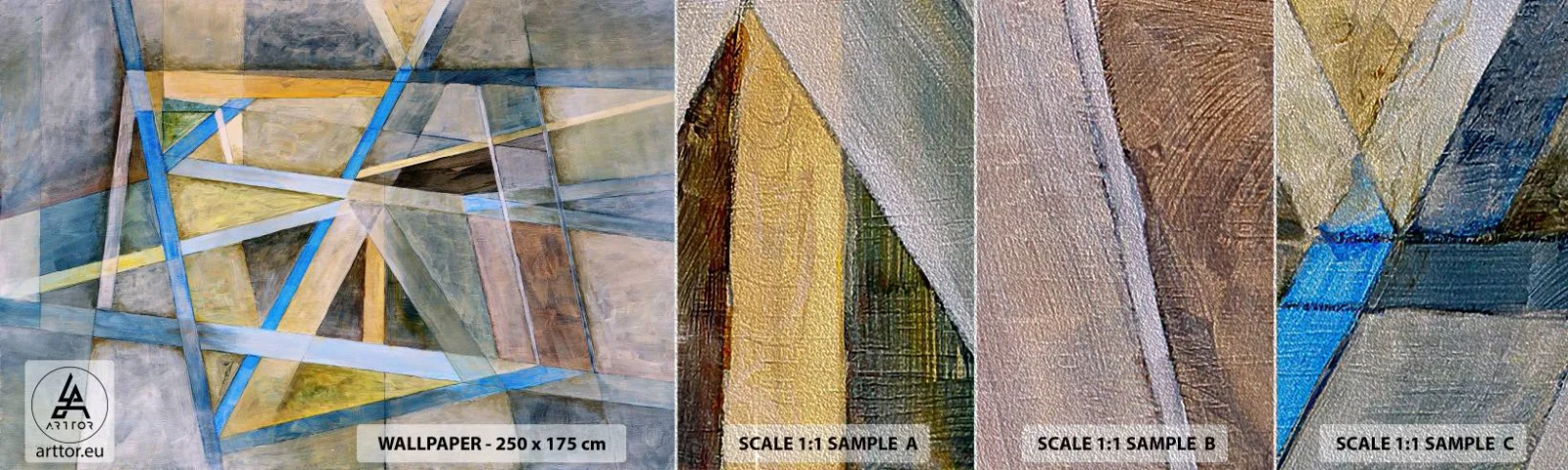 Échantillon de Papier Peint Premium Sand - Tout droit ou en diagonale ? - Abstraction, Morceau, Modèle moderne - 100x30 cm